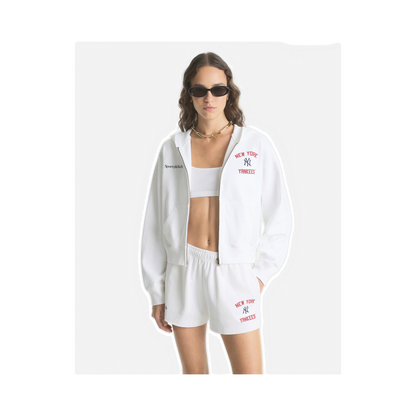 Homerun Cropped Zip Hoodie - White