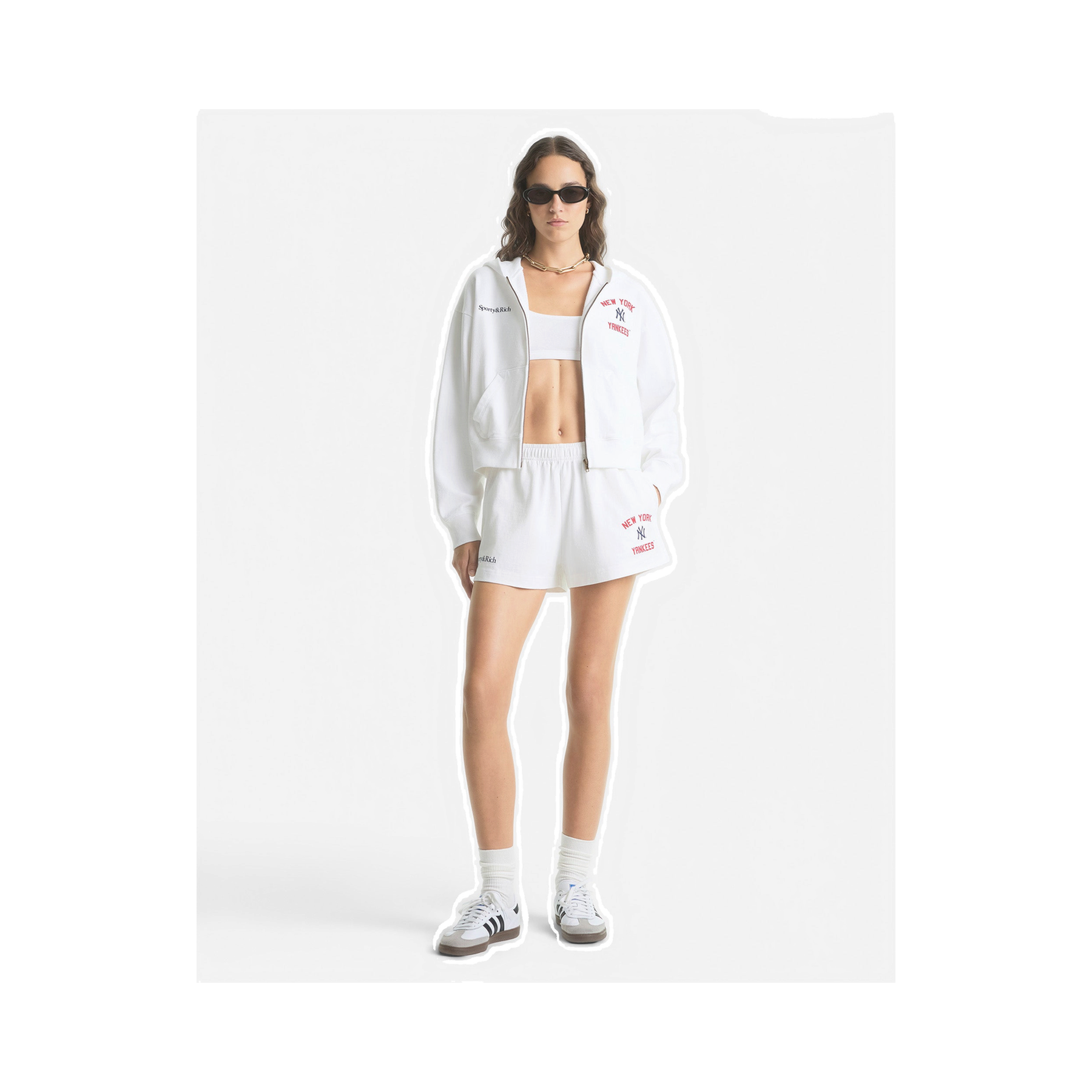 Homerun Cropped Zip Hoodie - White