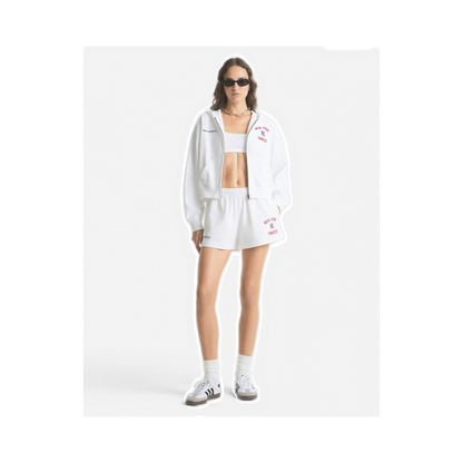 Homerun Cropped Zip Hoodie - White