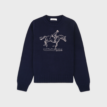 Horse Knitted Sweater - Navy