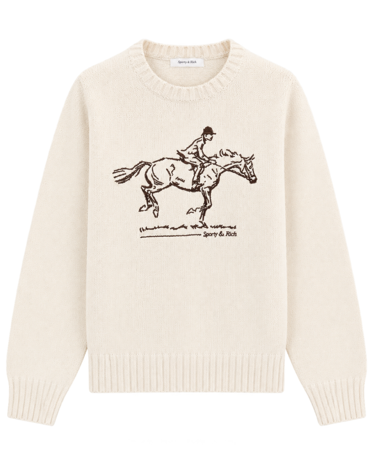 Horse Knitted Sweater - Ecru/Chocolate