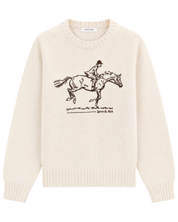 Horse Knitted Sweater - Ecru/Chocolate