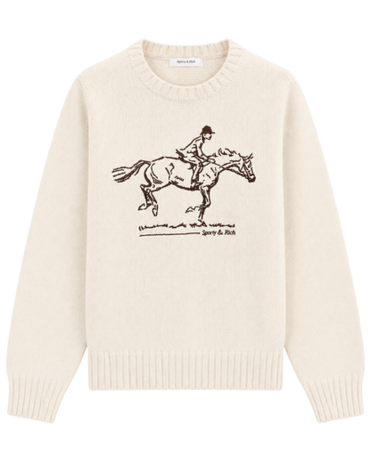 Horse Knitted Sweater - Ecru/Chocolate
