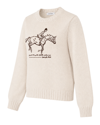 Horse Knitted Sweater - Ecru/Chocolate