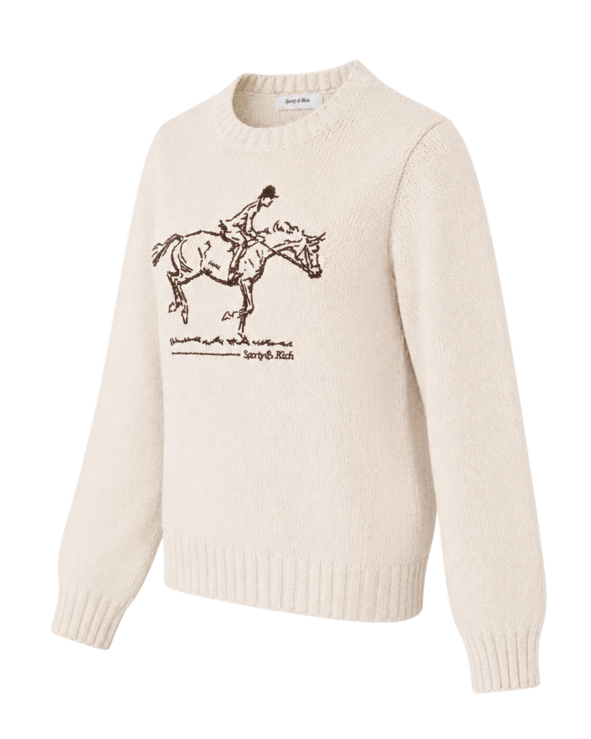 Horse Knitted Sweater - Ecru/Chocolate
