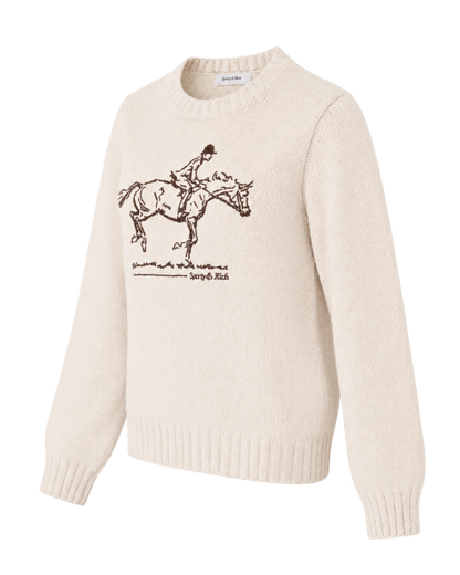 Horse Knitted Sweater - Ecru/Chocolate