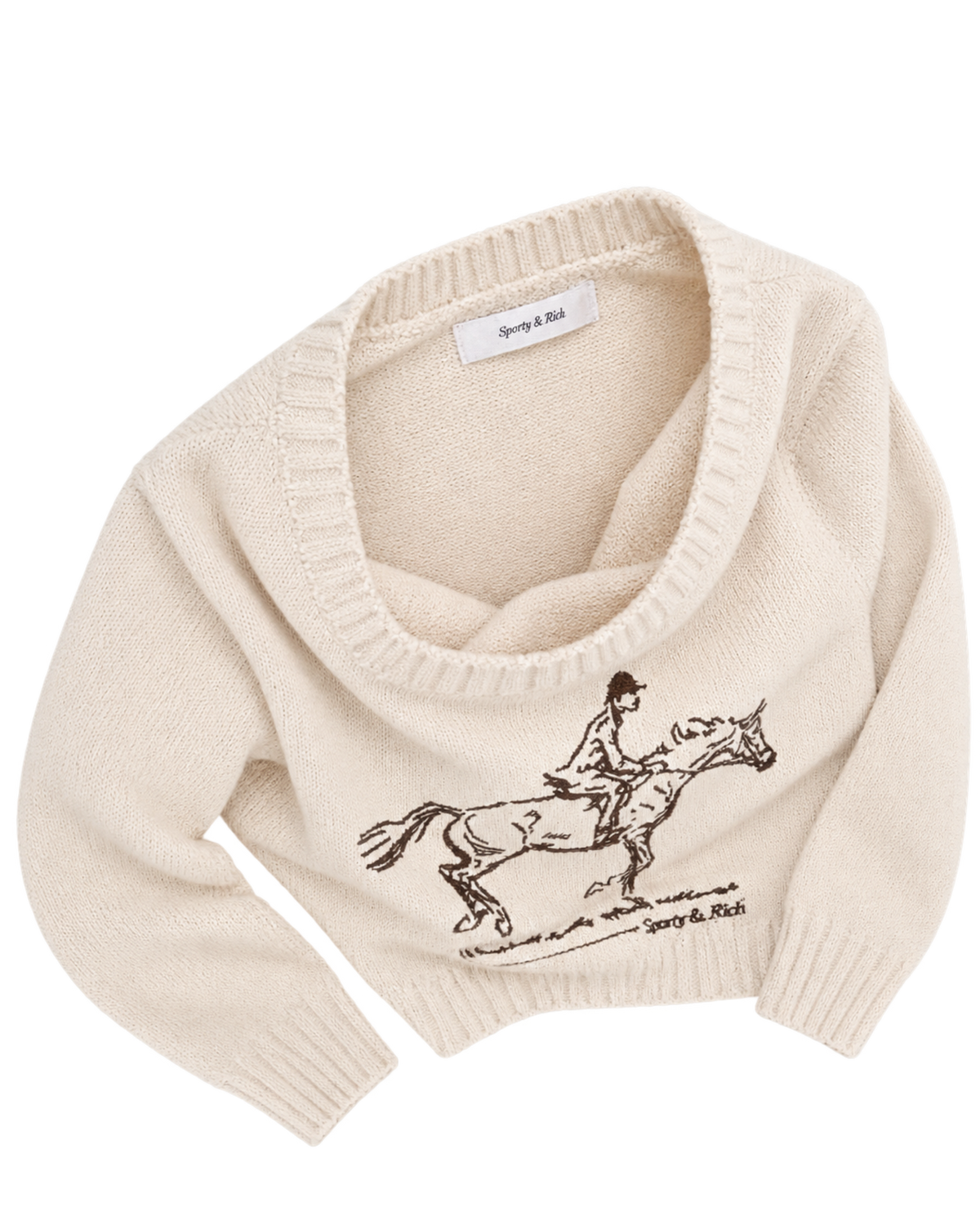 Horse Knitted Sweater - Ecru/Chocolate