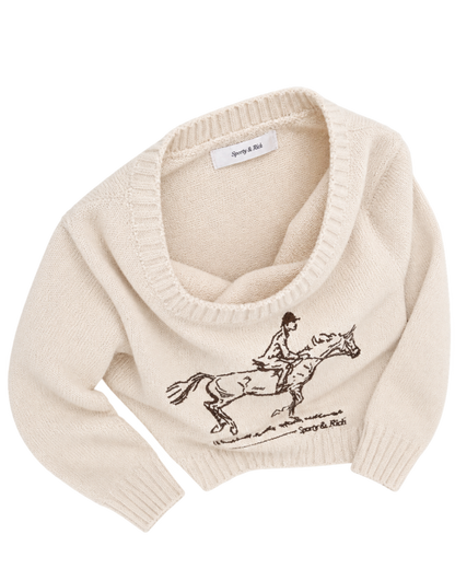 Horse Knitted Sweater - Ecru/Chocolate