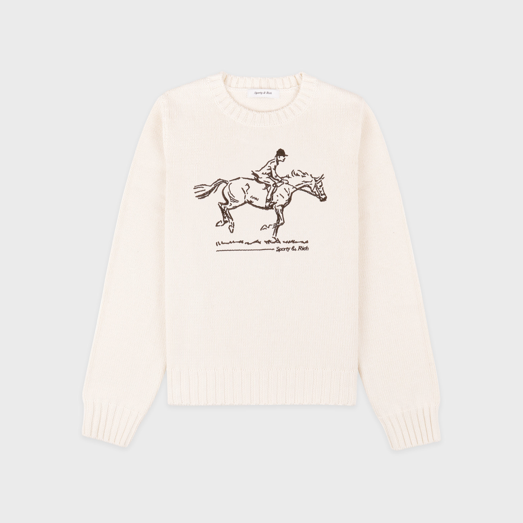 Horse Knitted Sweater - Ecru/Chocolate