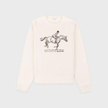 Horse Knitted Sweater - Ecru/Chocolate