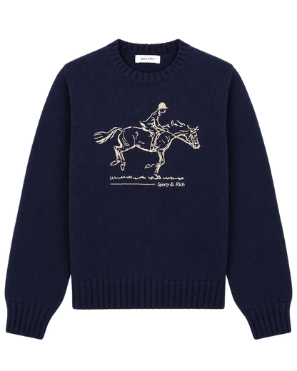 Horse Knitted Sweater - Navy