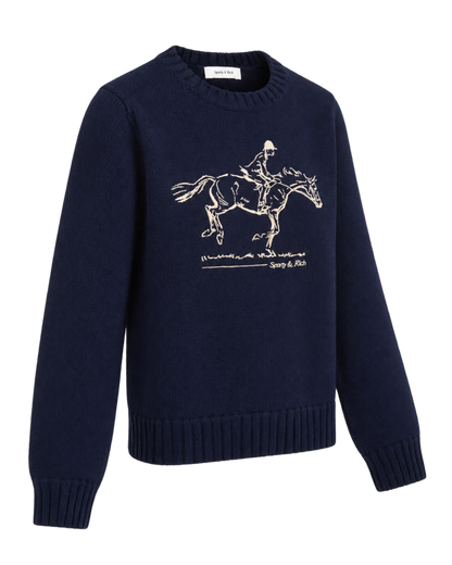 Horse Knitted Sweater - Navy