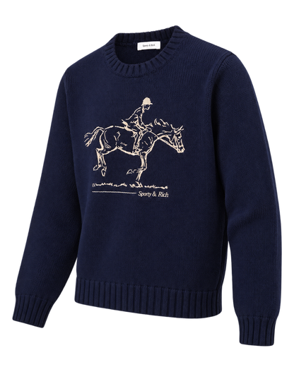 Horse Knitted Sweater - Navy