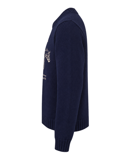 Horse Knitted Sweater - Navy
