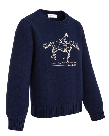 Horse Knitted Sweater - Navy