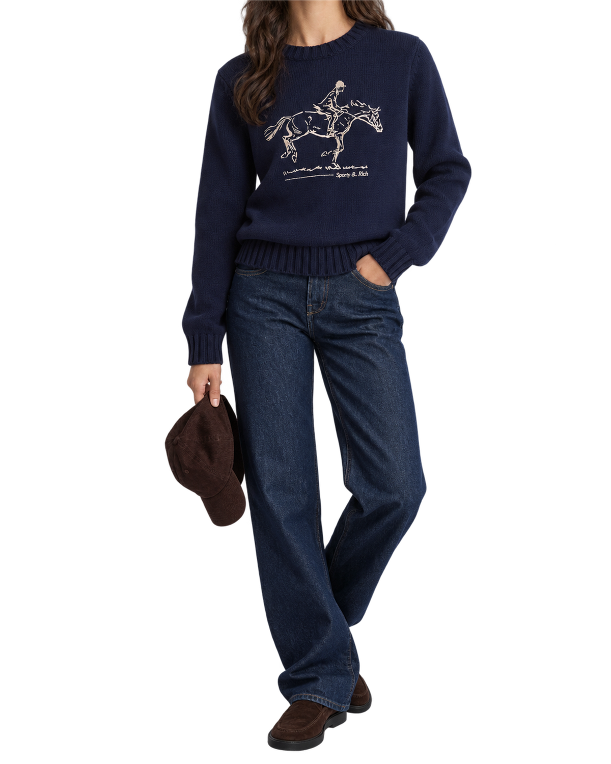 Horse Knitted Sweater - Navy
