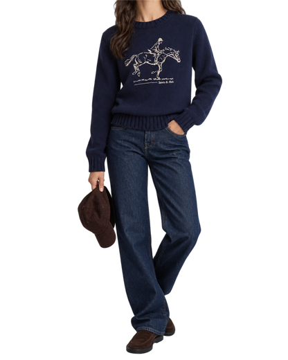 Horse Knitted Sweater - Navy