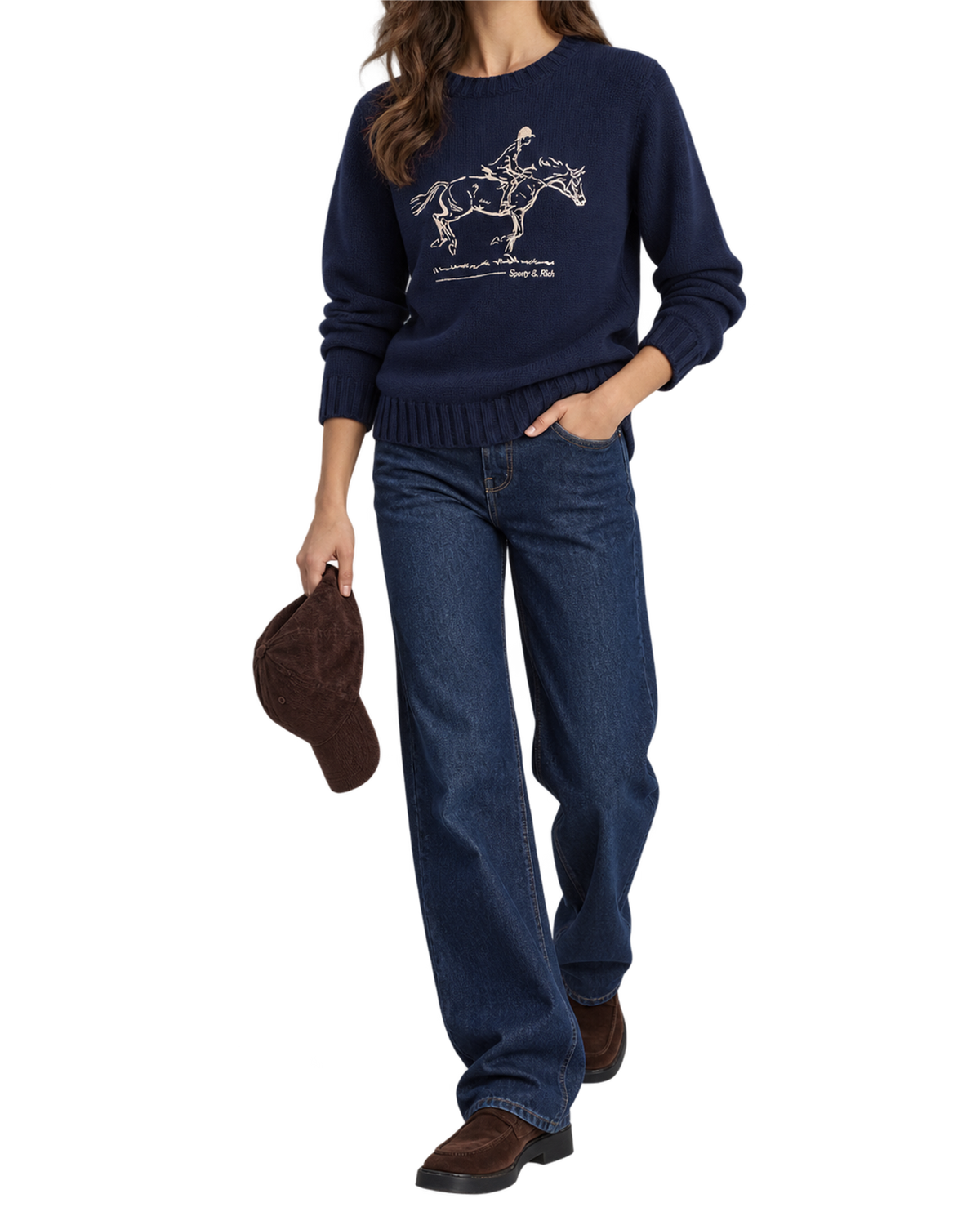 Horse Knitted Sweater - Navy