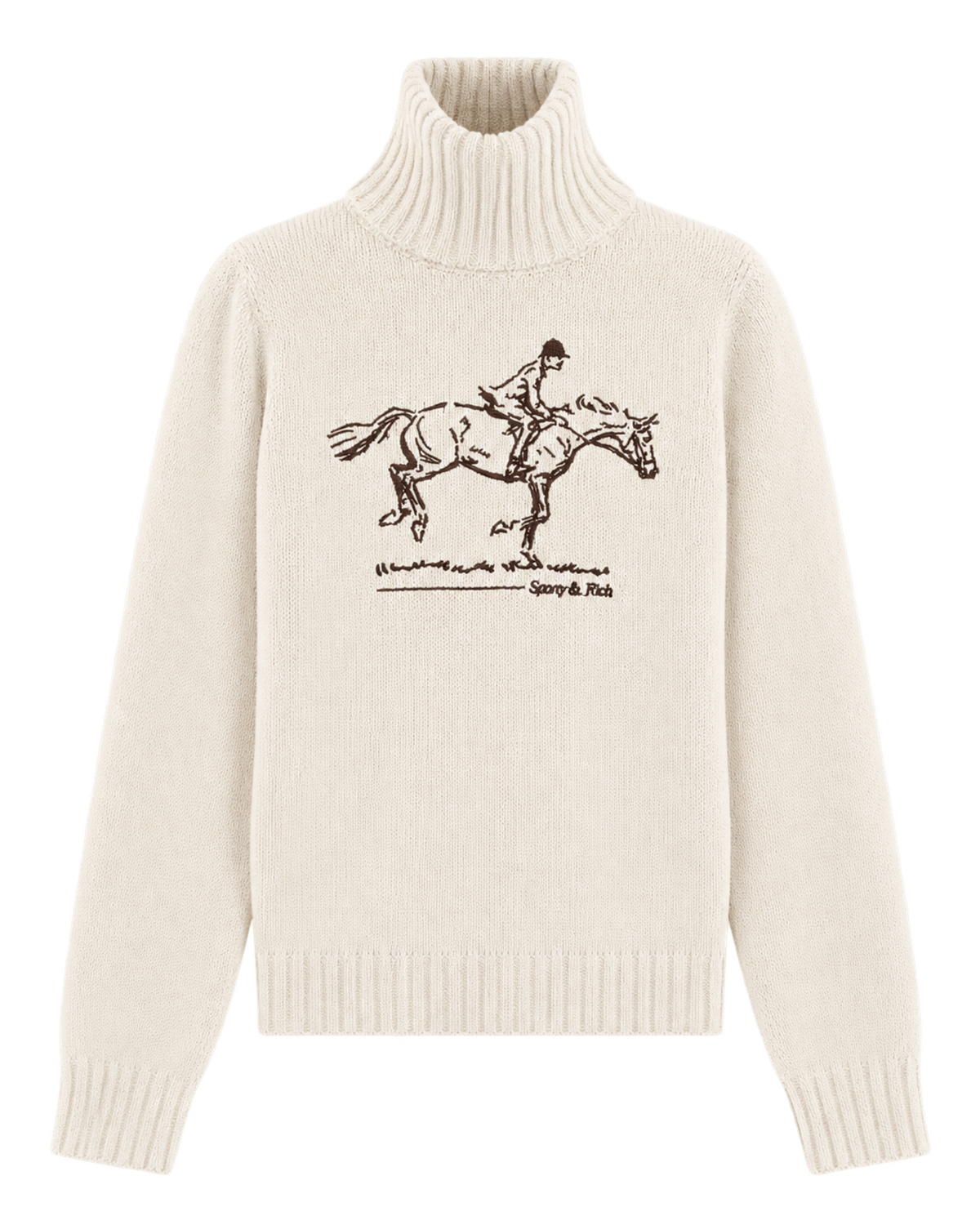 Horse Knitted Turtleneck - Ecru/Chocolate