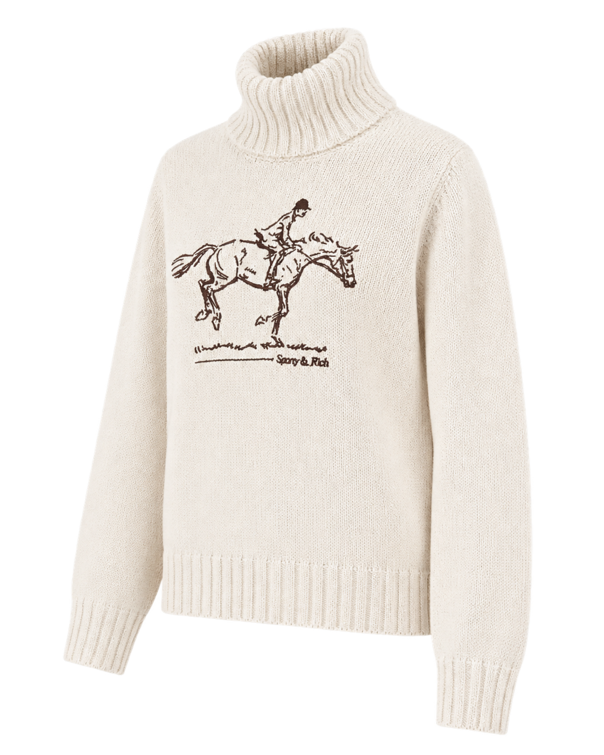 Horse Knitted Turtleneck - Ecru/Chocolate