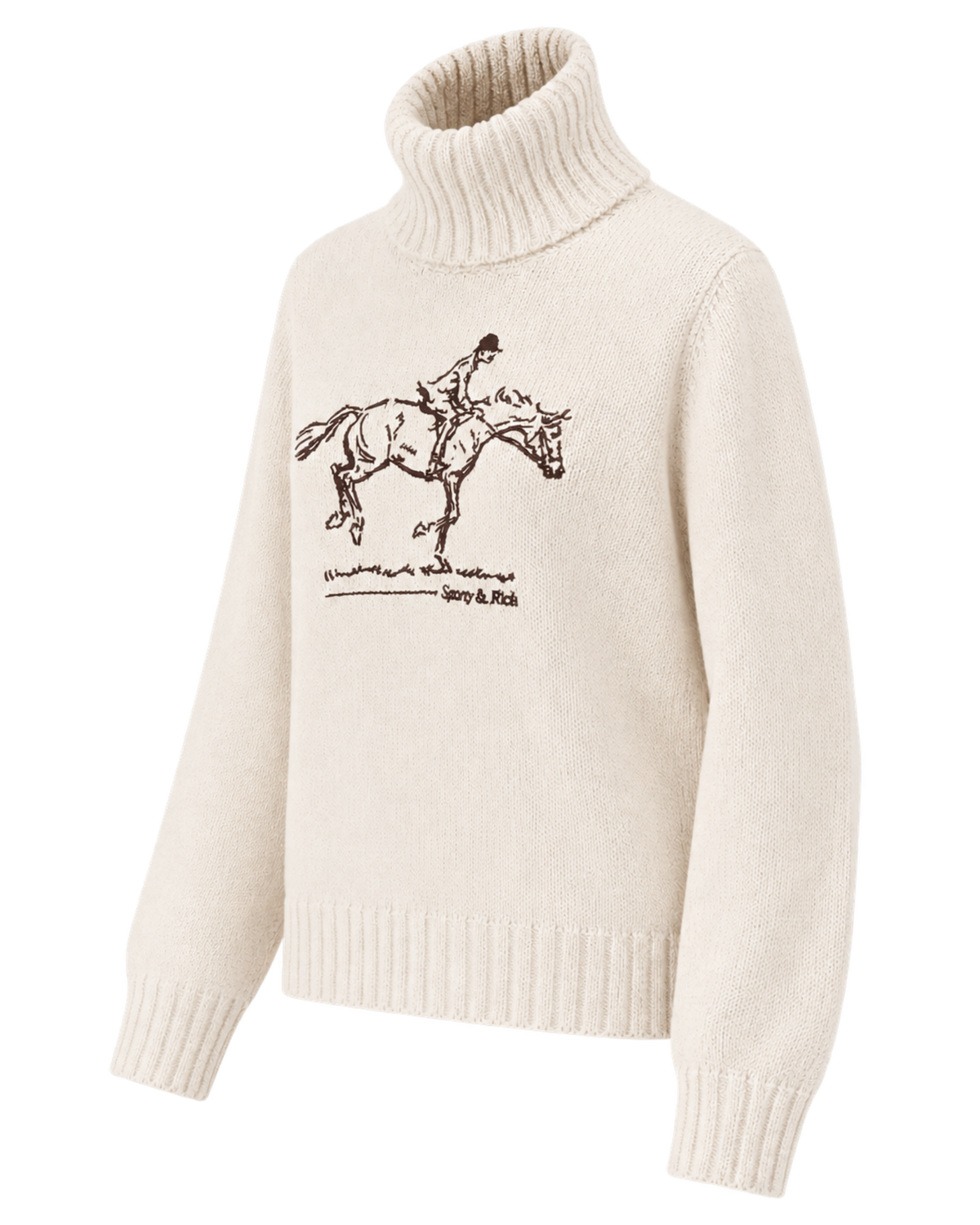 Horse Knitted Turtleneck - Ecru/Chocolate
