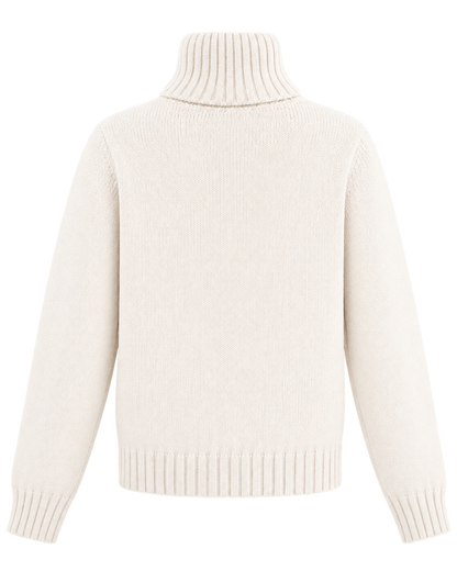 Horse Knitted Turtleneck - Ecru/Chocolate