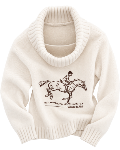 Horse Knitted Turtleneck - Ecru/Chocolate
