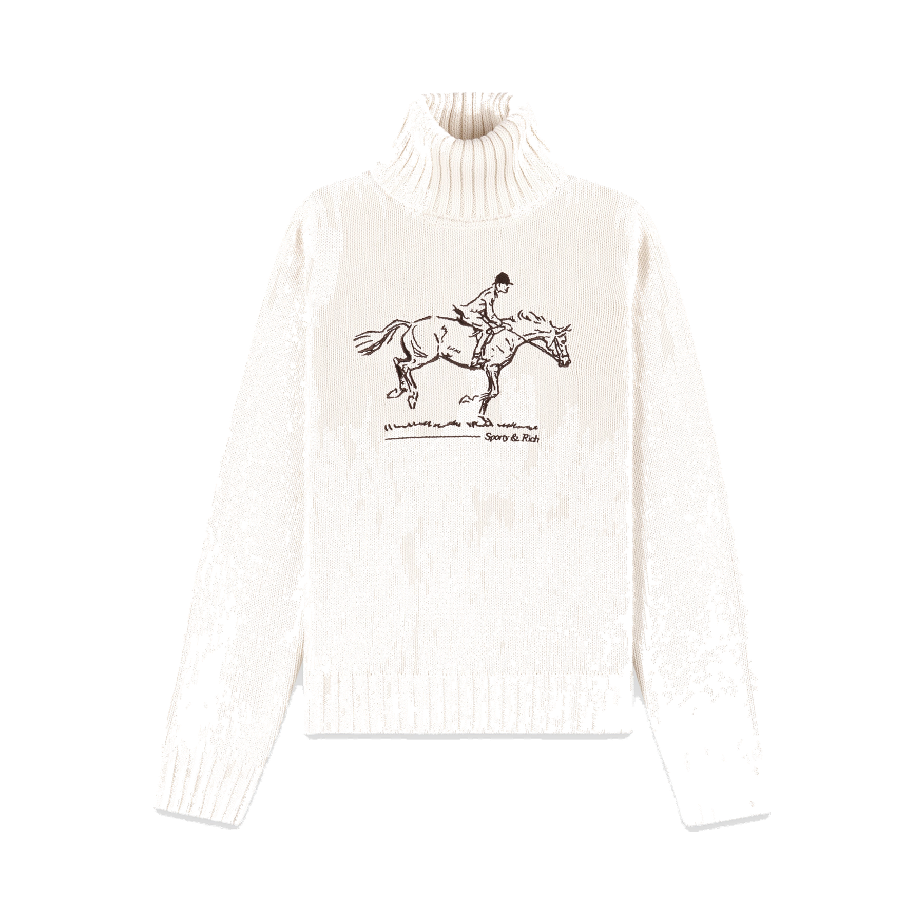 Horse Knitted Turtleneck - Ecru/Chocolate
