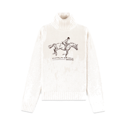 Horse Knitted Turtleneck - Ecru/Chocolate