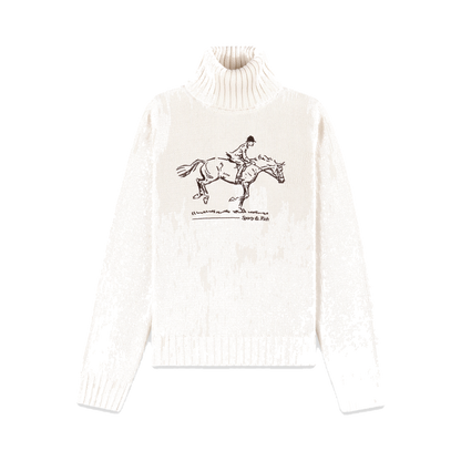 Horse Knitted Turtleneck - Ecru/Chocolate