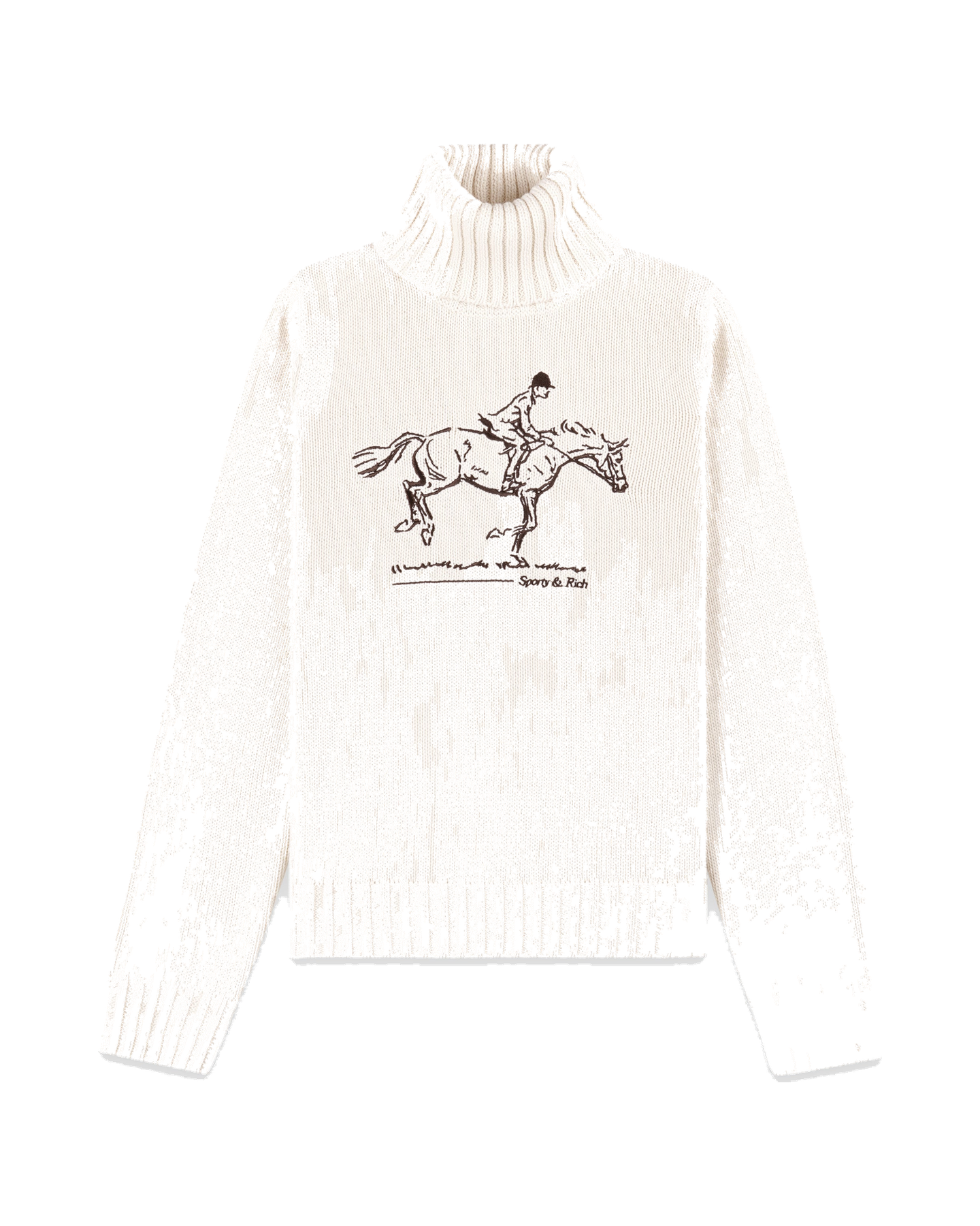 Horse Knitted Turtleneck - Ecru/Chocolate