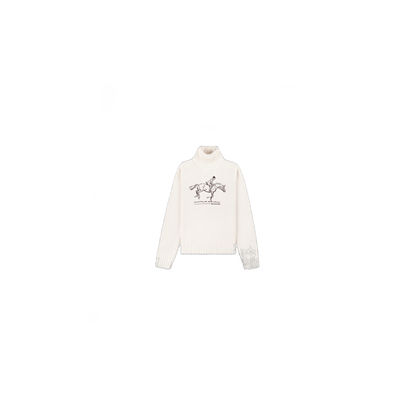 Horse Knitted Turtleneck - Ecru/Chocolate