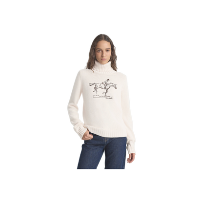 Horse Knitted Turtleneck - Ecru/Chocolate