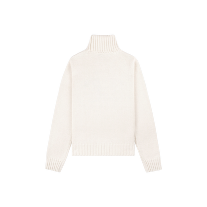 Horse Knitted Turtleneck - Ecru/Chocolate
