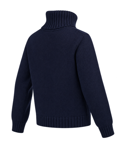 Horse Knitted Turtleneck - Navy/Ecru