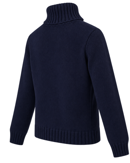 Horse Knitted Turtleneck - Navy/Ecru