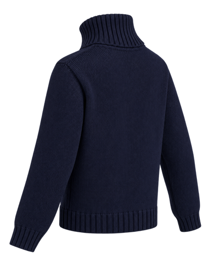 Horse Knitted Turtleneck - Navy/Ecru