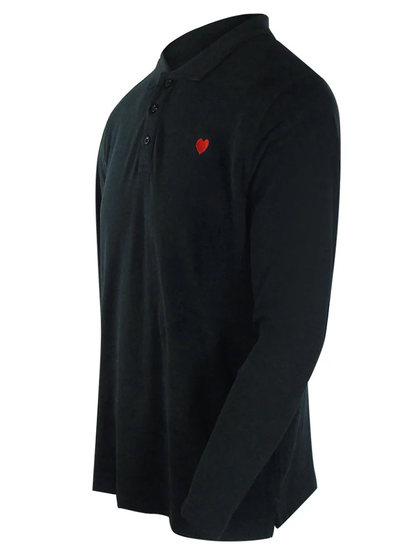 Love Moschino Long Sleeve Heart Black Polo Shirt