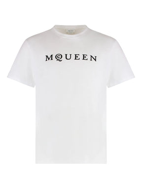 Alexander McQueen Flocked Logo T-Shirt in White