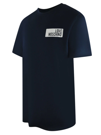 Love Moschino Block Logo Navy Blue T-Shirt