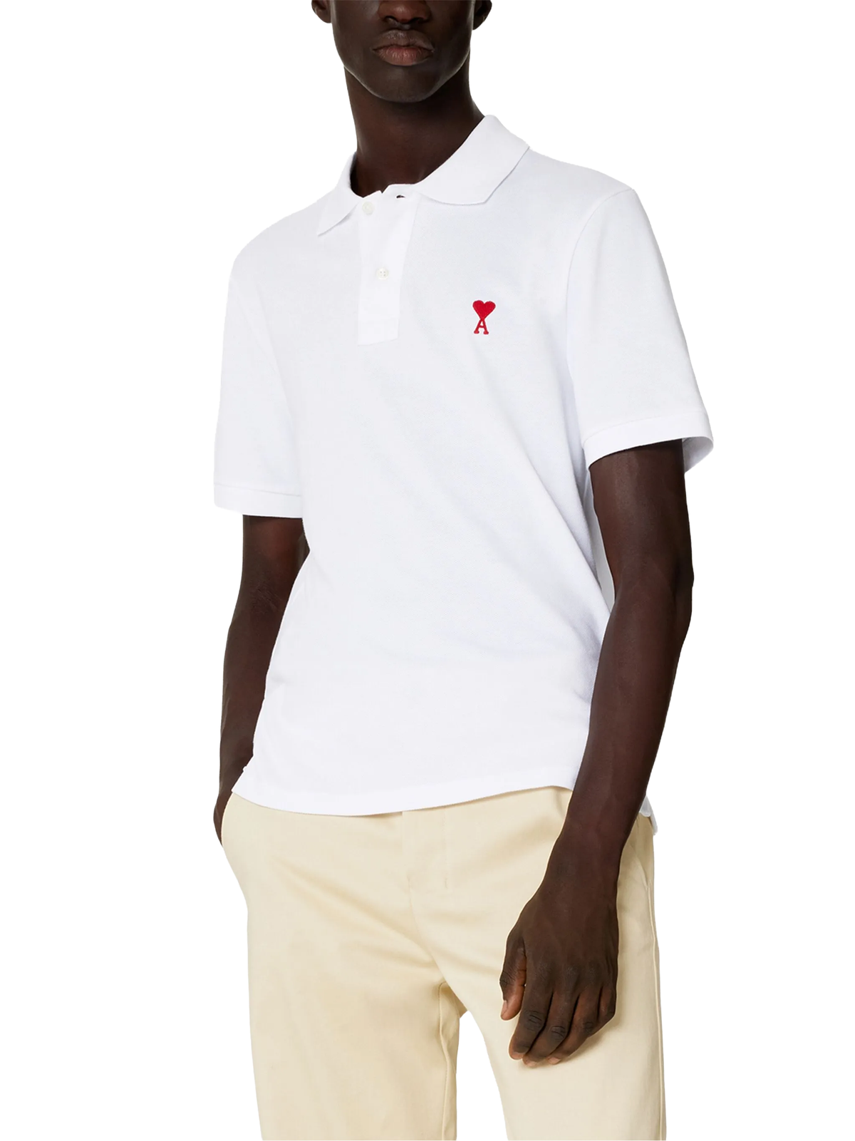 AMI Paris 'Ami De Coeur' Polo Shirt in White