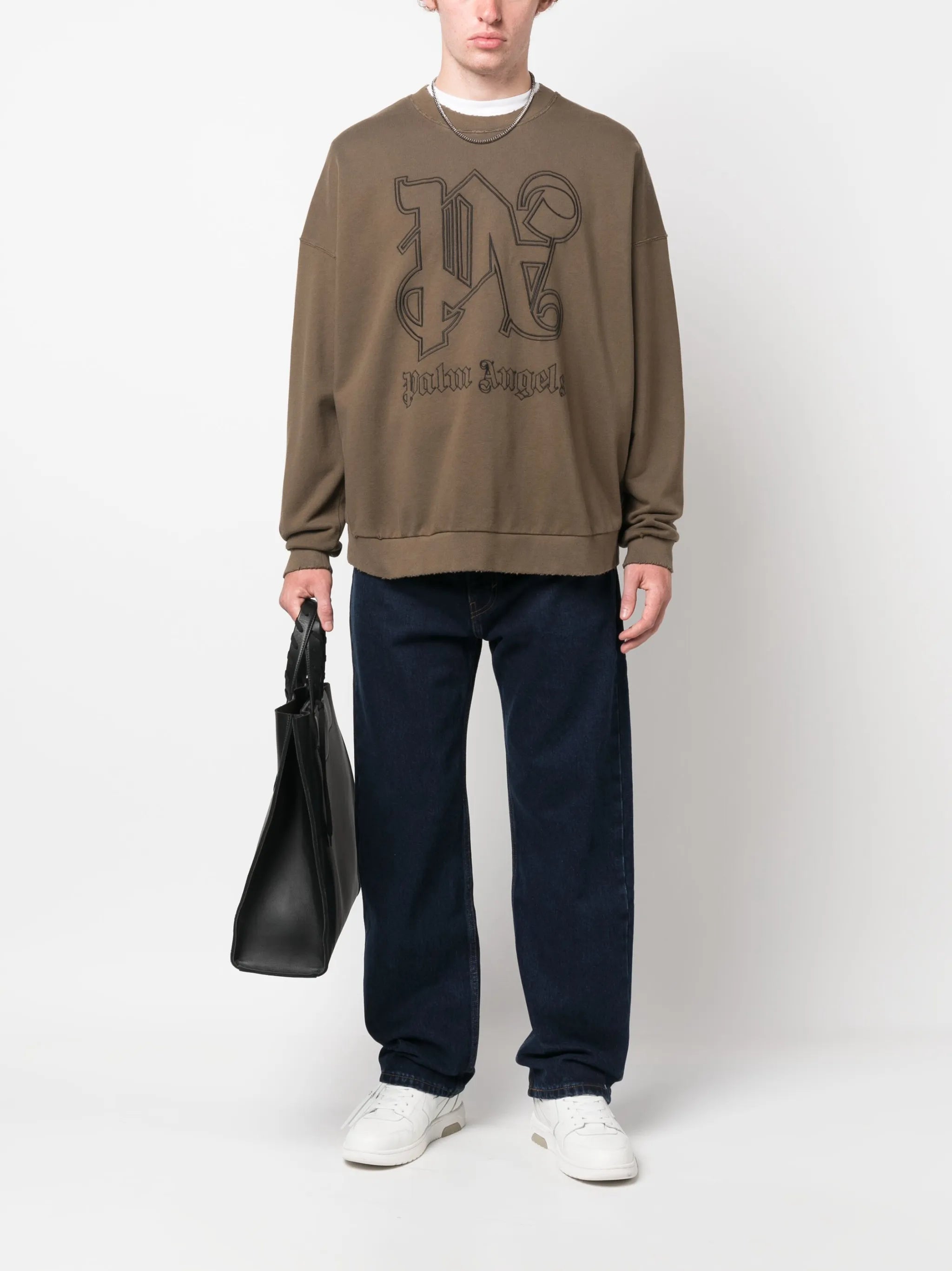 Palm Angels Monogran Sweatshirt in Brown