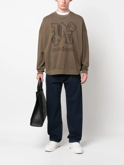 Palm Angels Monogran Sweatshirt in Brown