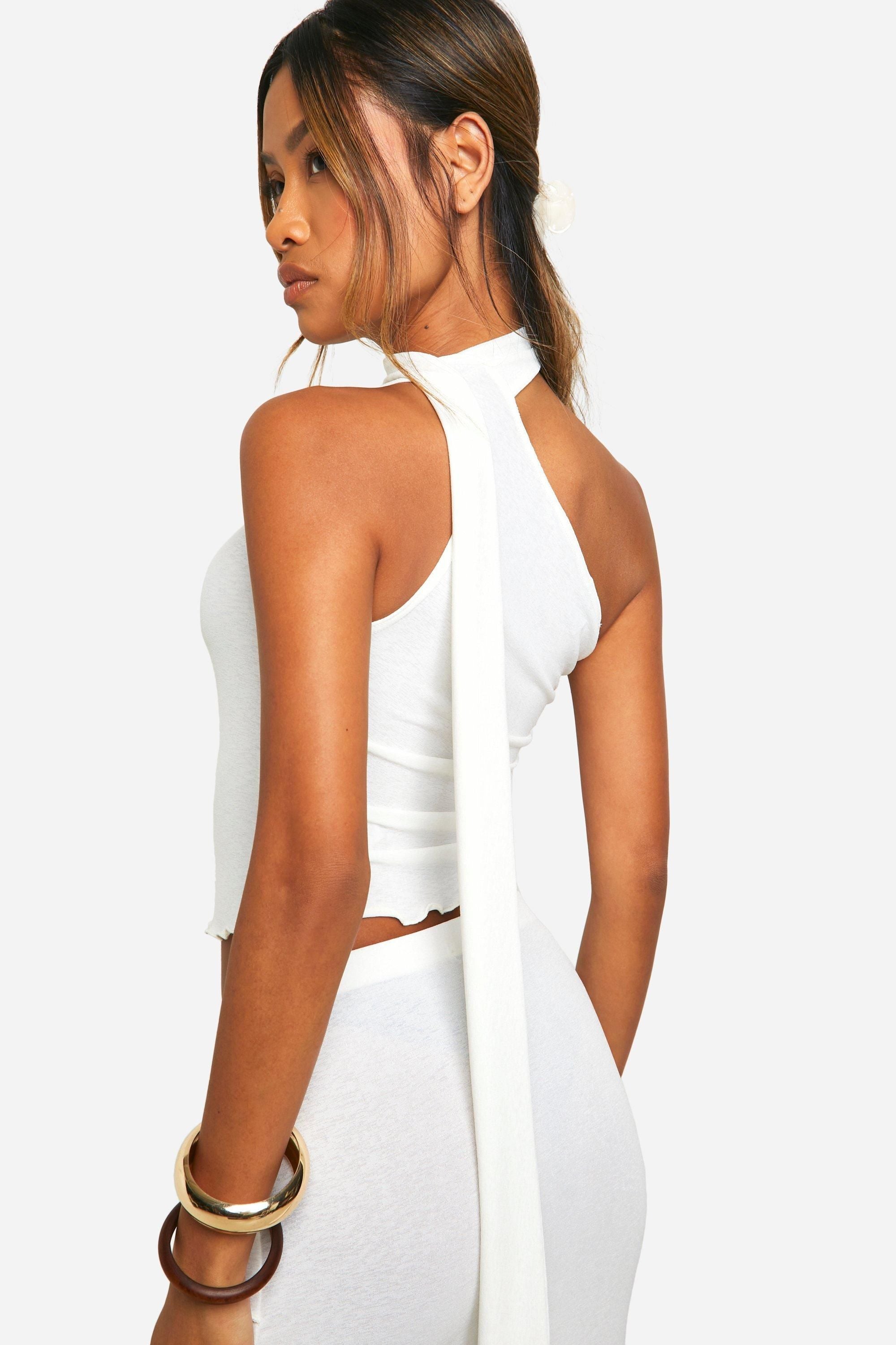 Asymetric One Shoulder Top With Scarf