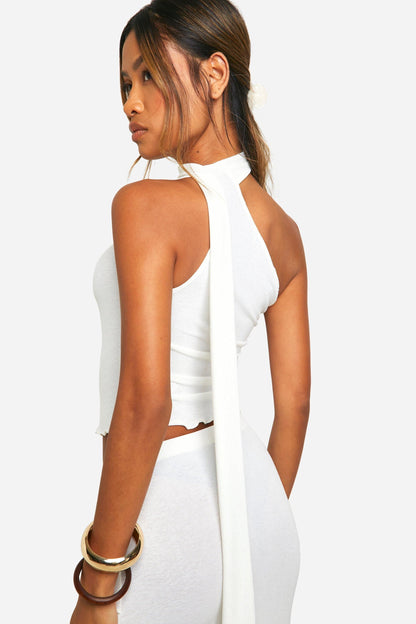 Asymetric One Shoulder Top With Scarf