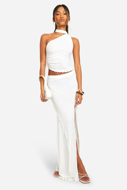 Asymetric One Shoulder Top With Scarf