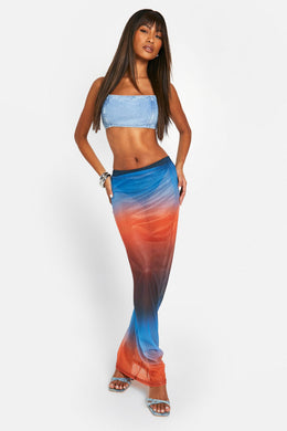 Ombre Mesh Maxi Skirt