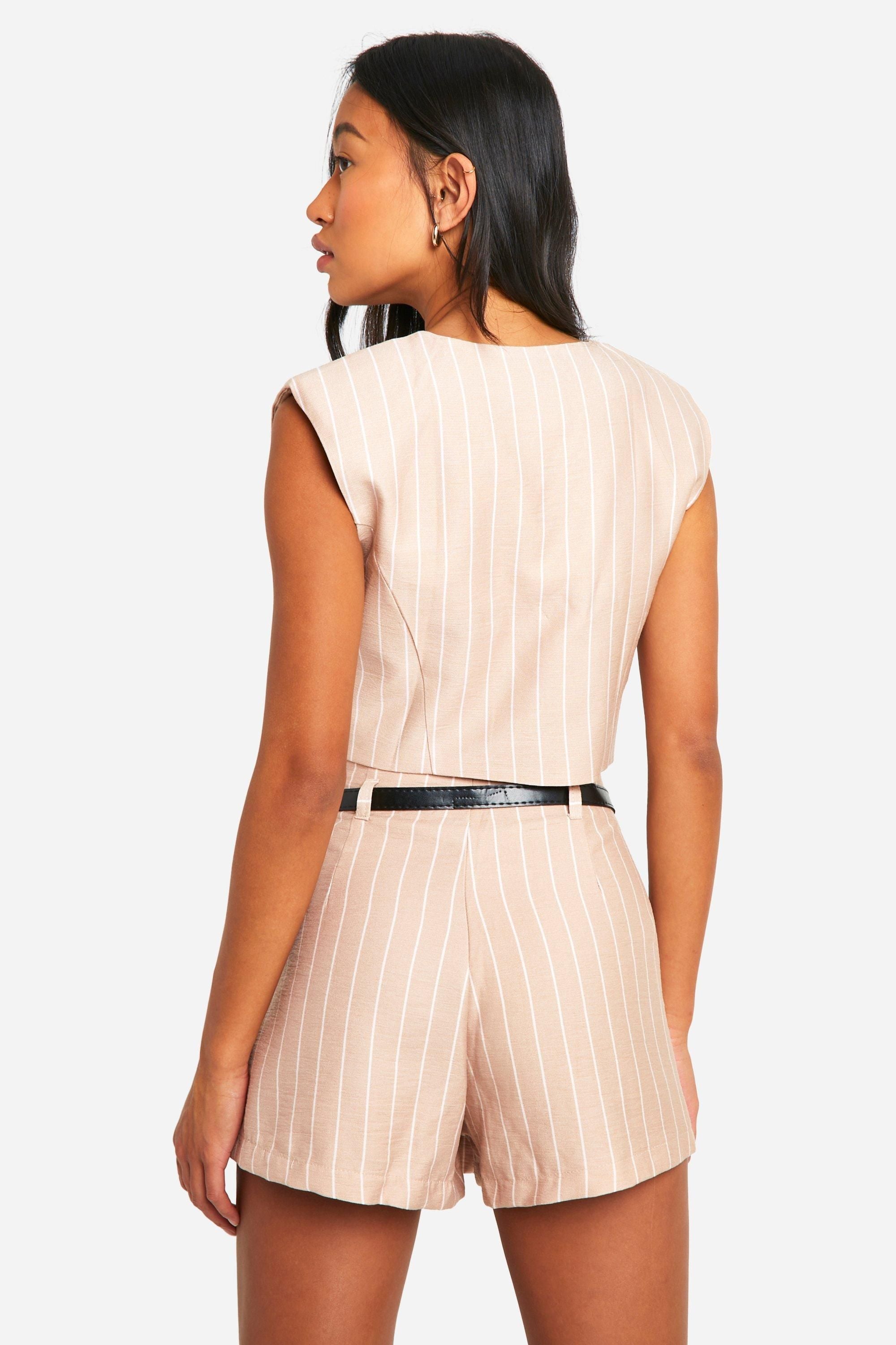 Woven Pinstripe Tailored Skort