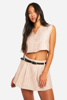 Woven Pinstripe Super Crop Waistcoat