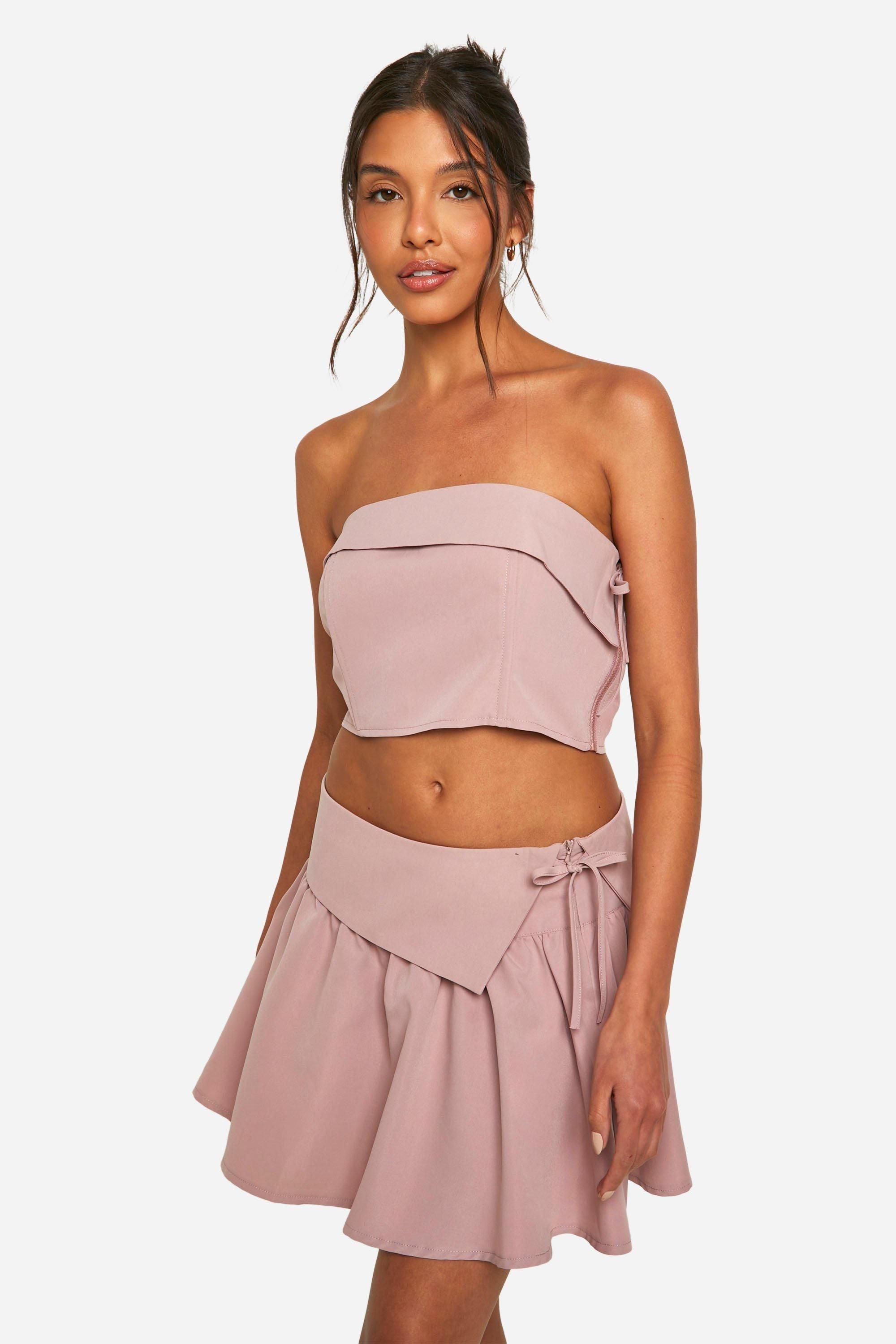 Foldover Waistband Detail Mini Skirt